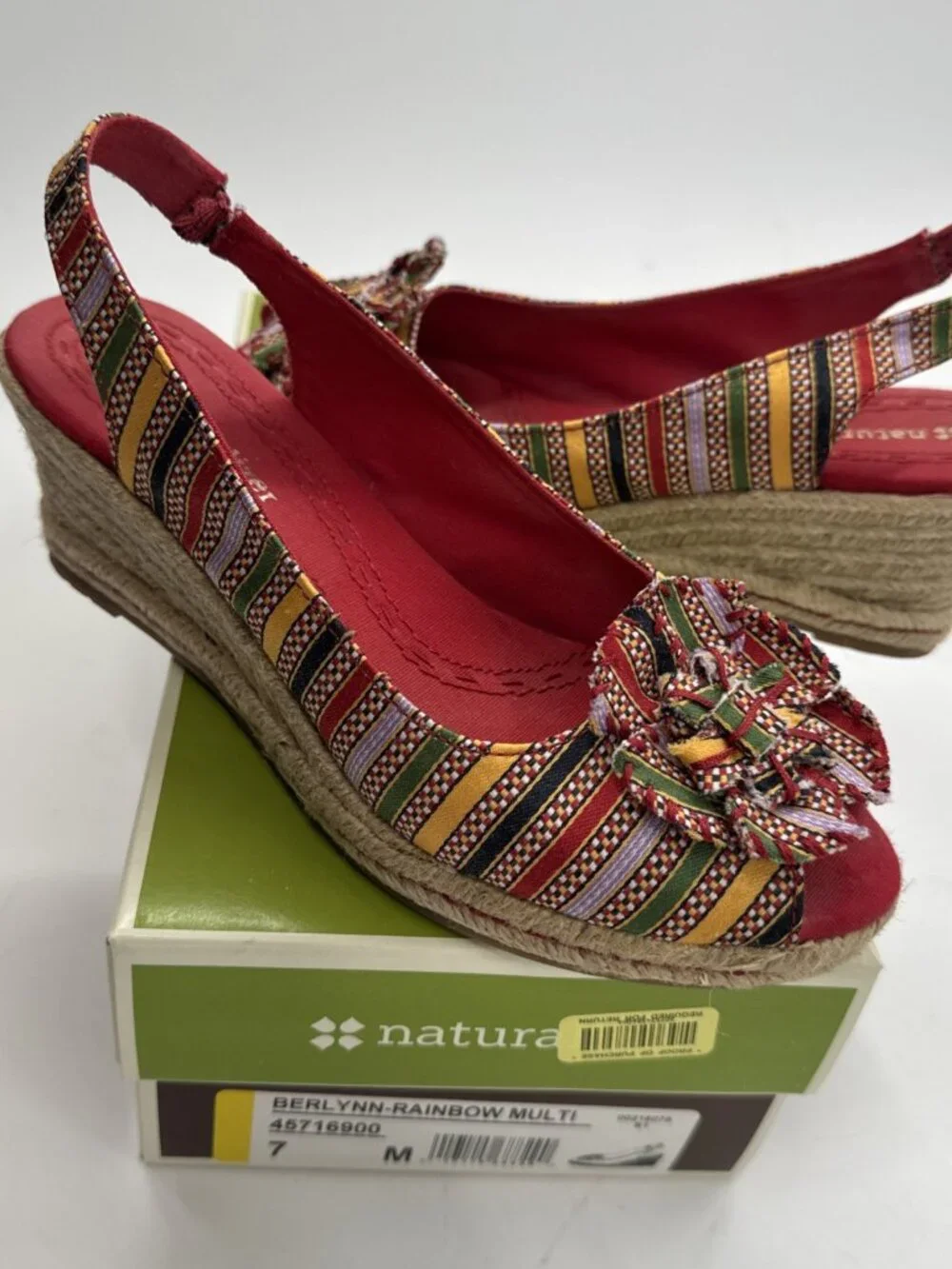 Naturalizer Wedge Sandals Women's 7 Aztec Espadrille Festival Fabric Shoes w/Box